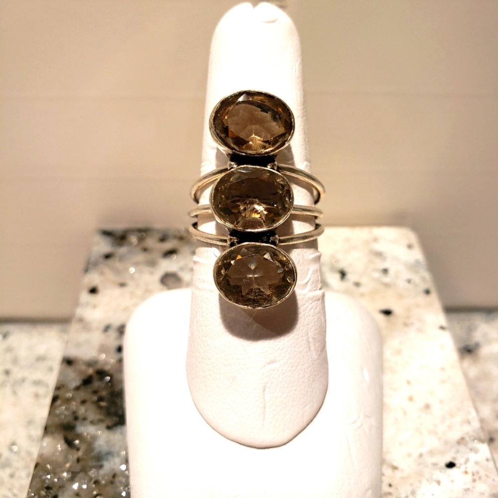 Smokey Quartz, sterling silver ring.